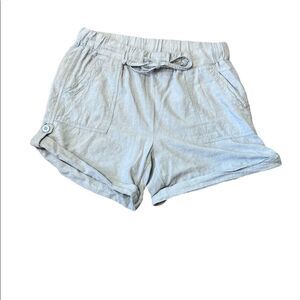 JOE FRESH Pale Blue Linen Blend Lightweight Cuffed Drawstring Short S